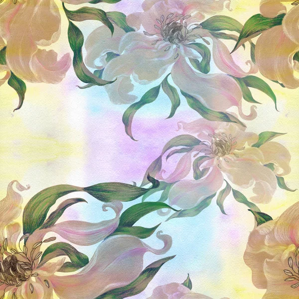 Blommor Akvarell Bakgrund Abstrakt Tapet Med Blommotiv Seamless Mönster Blomma — Stockfoto