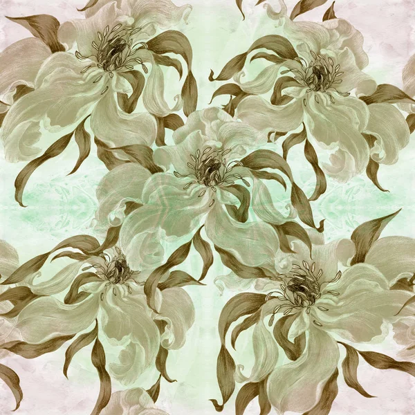Flores Fundo Aquarela Papel Parede Abstrato Com Motivos Florais Padrão — Fotografia de Stock
