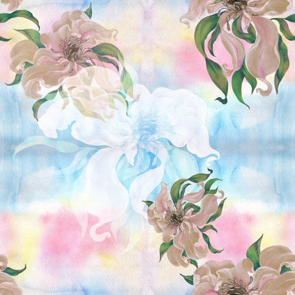 Blommor Akvarell Bakgrund Abstrakt Tapet Med Blommotiv Seamless Mönster Blomma — Stockfoto