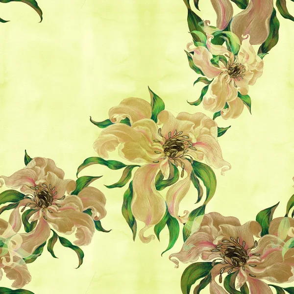 Bloemen Een Aquarel Achtergrond Abstracte Wallpaper Met Bloemmotieven Naadloze Patroon — Stockfoto