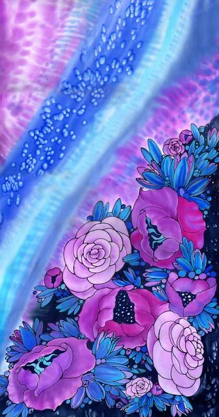 Kwiaty Tle Akwarela Abstrakcyjna Tapeta Motywami Kwiatowymi Kompozycja Kwiatek Używanie — Zdjęcie stockowe
