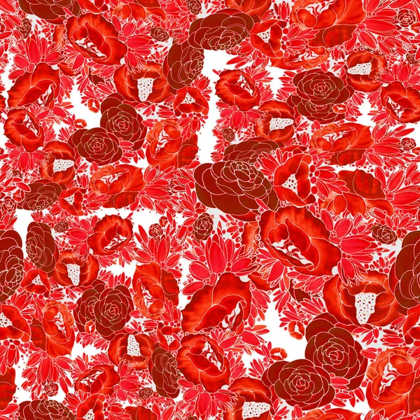Flores Batik Papel Parede Abstrato Com Motivos Florais Composição Flor — Fotografia de Stock