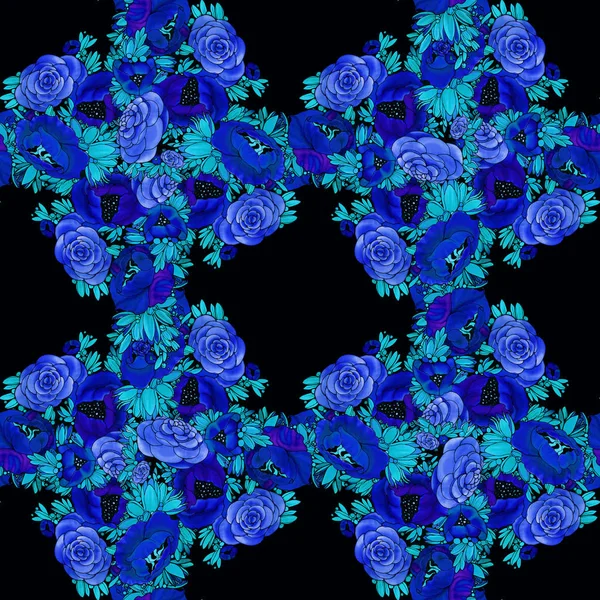 Fiori Batik Carta Parati Astratta Con Motivi Floreali Composizione Floreale — Foto Stock