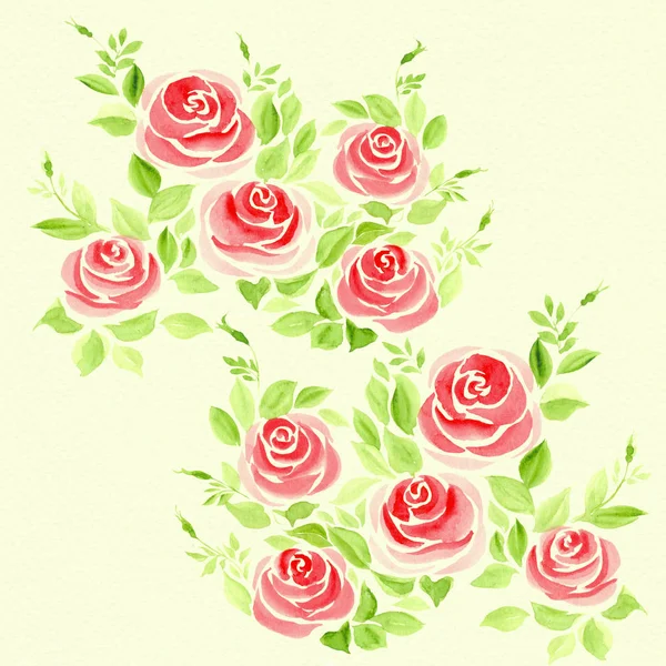 Flowers Roses Made Watercolor Technique Hand Painted Abstract Wallpaper Floral — Stock Photo, Image