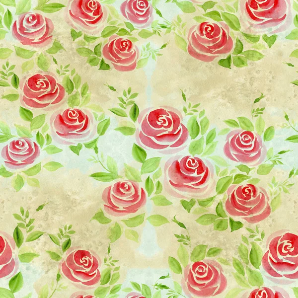 Flower Arrangement Roses Watercolor Background Roses Seamless Background Collage Flowers — Stock Photo, Image