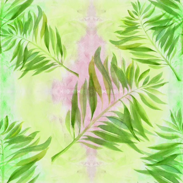 Leaves Decorative Composition Watercolor Background Floral Motifs Seamless Pattern Use — Stock Photo, Image