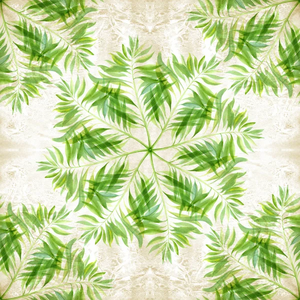 Leaves Decorative Composition Watercolor Background Floral Motifs Seamless Pattern Use — Stock Photo, Image