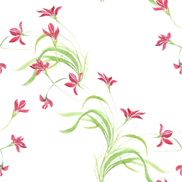 Blumen Auf Einem Aquarell Hintergrund Abstrakte Tapete Mit Floralen Motiven — Stockfoto