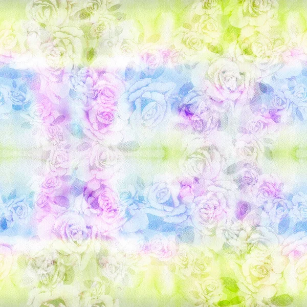 Zökkenőmentes Minta Rózsa Virágok Levelek Akvarell Háttér Kép Dekoratív Kompozíció — Stock Fotó