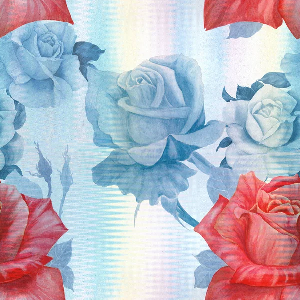 Rosas Desenho Aquarela Composição Decorativa Fundo Aquarela Motivos Florais Padrão — Fotografia de Stock