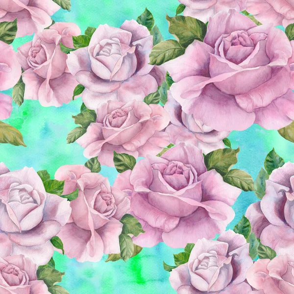 Rose Disegno Acquerello Composizione Decorativa Sfondo Acquerello Motivi Floreali Schema — Foto Stock