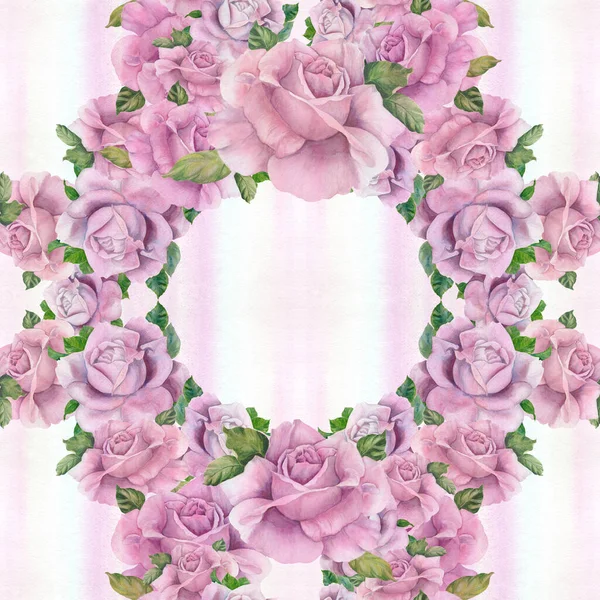 Rose Disegno Acquerello Composizione Decorativa Sfondo Acquerello Motivi Floreali Schema — Foto Stock