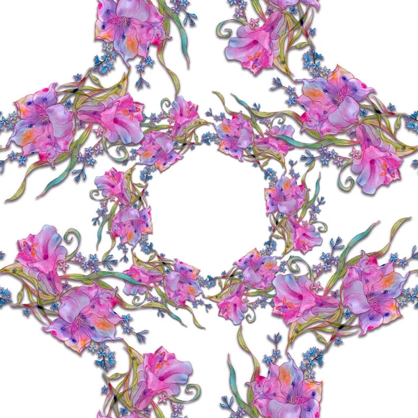 花の花束 水彩画を描く 抽象植物組成 印刷物 テキスタイルプリント オブジェクト ウェブサイト はがきを使用する — ストック写真