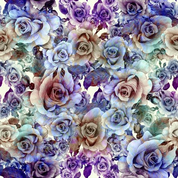 Rosas Dibujo Acuarela Composición Decorativa Sobre Fondo Acuarela Motivos Florales —  Fotos de Stock