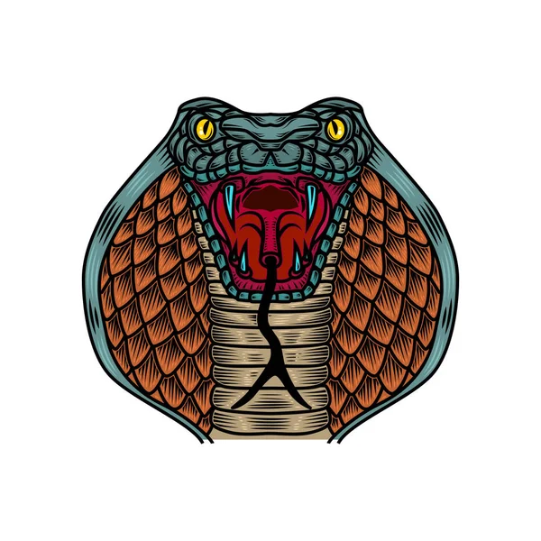 Illustration de serpent Cobra dans le style de tatouage old school. Elément design pour logo, étiquette, enseigne, affiche, t-shirt . — Image vectorielle