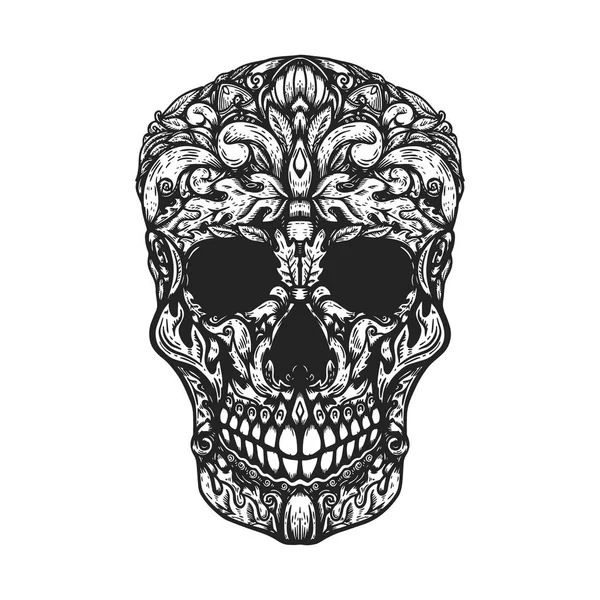 El çiçek şekil çizilen insan kafatası yaptı. Tasarım öğesi poster, t gömlek için. 