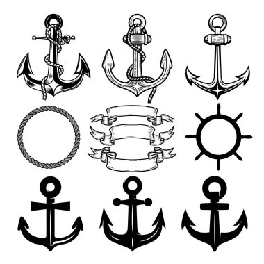 Set of the vector anchors. Label and logos design template. Vector illustration. clipart