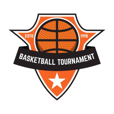 Basketbol spor Amblemler. Tasarım öğesi için poster, logo, etiket, arma, işaret, t gömlek. Vektör çizim