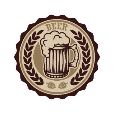 Vintage bira etiket. Tasarım logo, etiket, arma, işaret, menü öğeleri. Vektör çizim