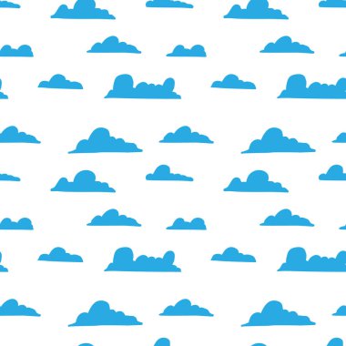 El ile Seamless modeli bulutlar çizilmiş. Poster, kart, dekorasyon tasarım öğesi. Vektör çizim