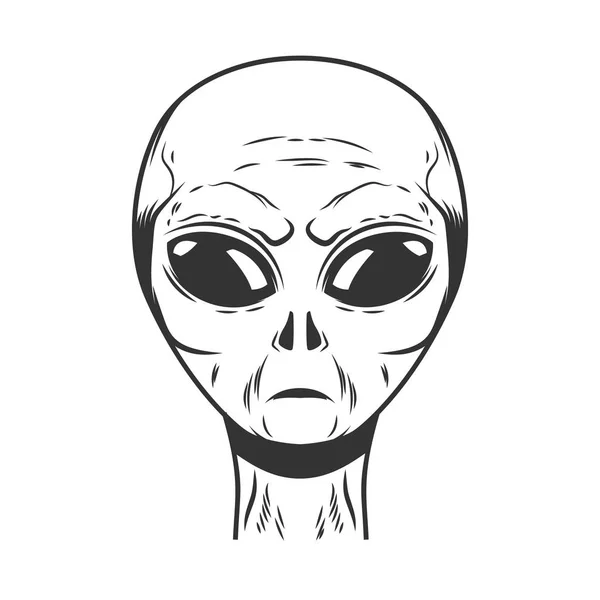 Illustration Utrymme Alien Huvudet Vit Bakgrund Designelement För Logotyp Etikett — Stock vektor