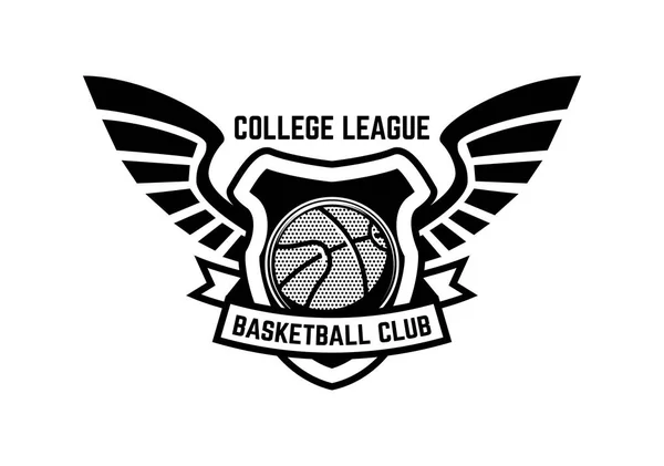 Basketball Sportabzeichen Mit Flügeln Gestaltungselement Für Plakat Logo Etikett Emblem — Stockvektor
