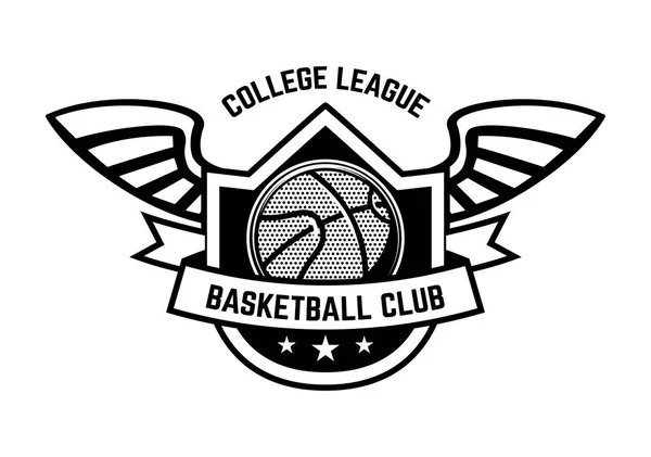 Basketball sport emblem with wings. Design element for poster, logo, label, emblem, sign, t shirt. Vector illustration