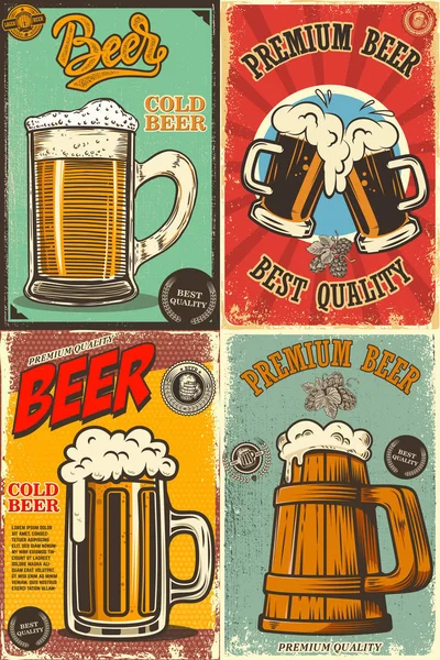 Σύνολο Beer Pub Αφίσες Στοιχείο Του Σχεδιασμού Για Αφίσα Κάρτα — Διανυσματικό Αρχείο