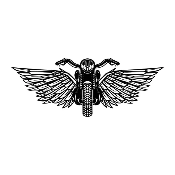 Illustrazione Moto Disegnata Mano Con Ali Elemento Design Logo Etichetta — Vettoriale Stock