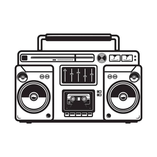 Illustrazioni Boombox Sfondo Bianco Elemento Design Logo Etichetta Emblema Segno — Vettoriale Stock