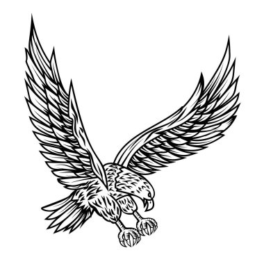 Kartal resimde beyaz arka plan üzerinde. Tasarım öğesi poster, kart, yazdırma, logo, etiket, amblem, işaret için. Vektör görüntü