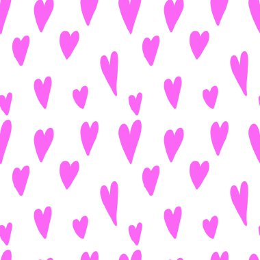 El ile Seamless modeli kalpler çizilmiş. Poster, kart, dekorasyon tasarım öğesi. Vektör çizim