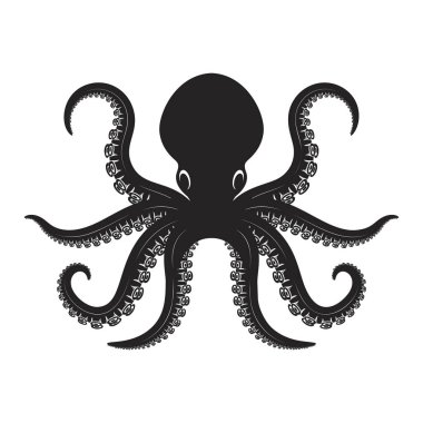 Ahtapot illüstrasyon izole beyaz arka plan üzerinde. Logo, amblem, etiket işareti için öğe tasarlayın. Vektör görüntü