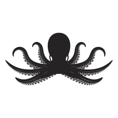 Ahtapot illüstrasyon izole beyaz arka plan üzerinde. Logo, amblem, etiket işareti için öğe tasarlayın. Vektör görüntü