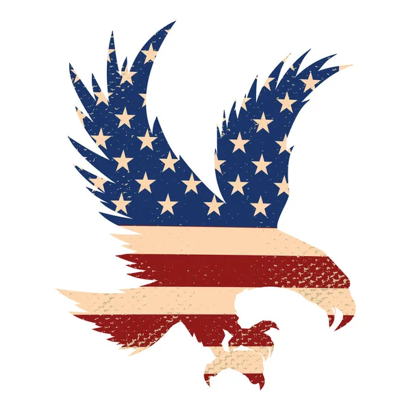 Eagle Silhouet Usa Vlag Achtergrond Ontwerpelement Voor Poster Briefkaart Vectorillustratie — Stockvector