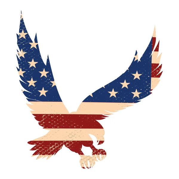 Eagle Silhouet Usa Vlag Achtergrond Ontwerpelement Voor Poster Briefkaart Vectorillustratie — Stockvector