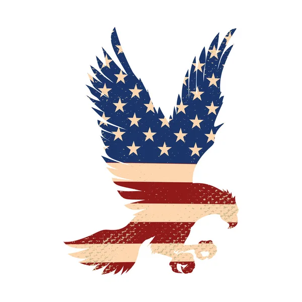 Eagle Silhouet Usa Vlag Achtergrond Ontwerpelement Voor Poster Briefkaart Vectorillustratie — Stockvector