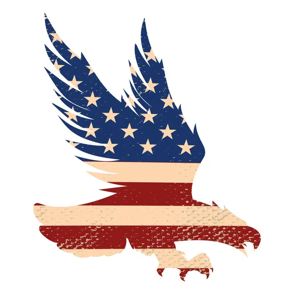 米国旗の背景にシルエットのイーグル ポスター デザイン要素のはがき ベクトル図 — ストックベクタ