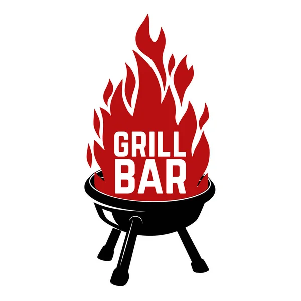 Grillbaren Illustration Bbq Med Eld Designelement För Logotyp Etikett Emblem — Stock vektor