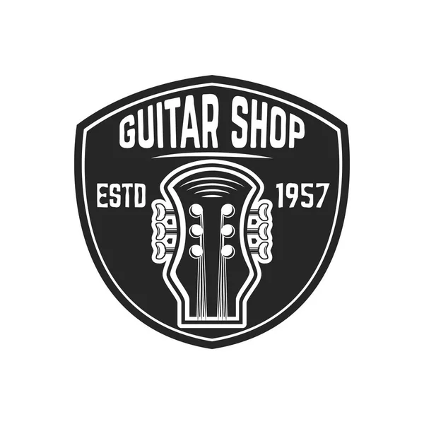 Plantilla Emblema Tienda Guitarra Elemento Diseño Para Signo Insignia Camiseta — Vector de stock