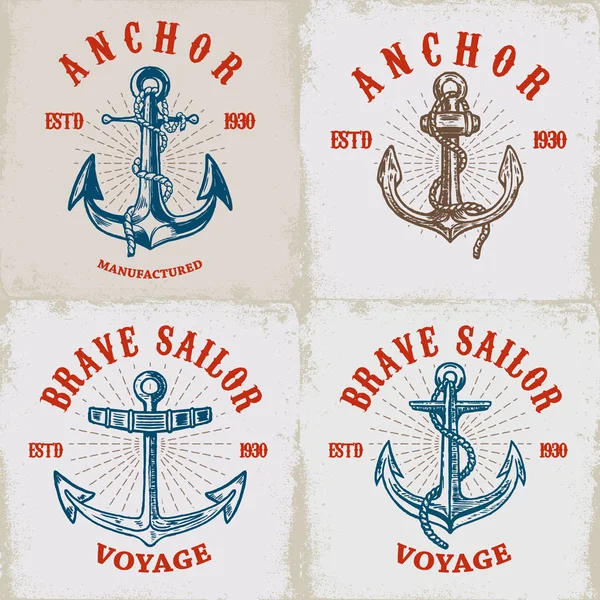 Set Poster Templates Anchors Design Elements Logo Label Emblem Sign — Stock Vector