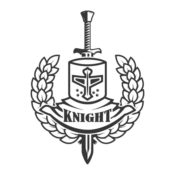 Plantilla Emblema Con Casco Caballero Estilo Retro Elemento Diseño Para — Archivo Imágenes Vectoriales