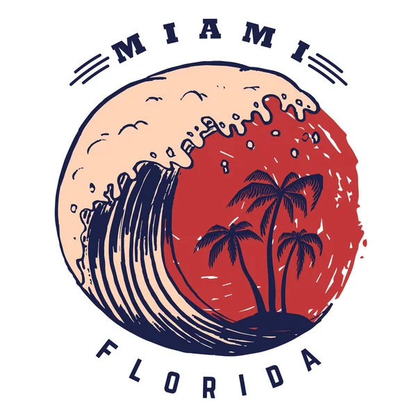 Miami Plantilla Póster Con Letras Palmas Imagen Vectorial — Archivo Imágenes Vectoriales