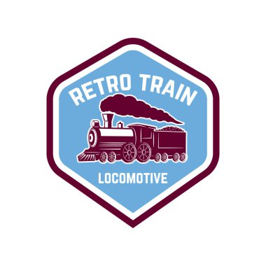 Vintage tren amblemi şablonu. Tasarım öğesi logosu, işaret, etiket için. Vektör görüntü