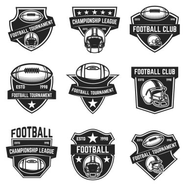 Amerikan futbolu Amblemler. Tasarım öğesi logosu, etiket, işaret için. Vektör görüntü