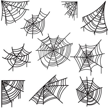 Halloween örümcek ağı üzerinde açık renkli kümesi. Tasarım öğesi poster, kart, afiş, el ilanı, dekorasyon için. Vektör görüntü