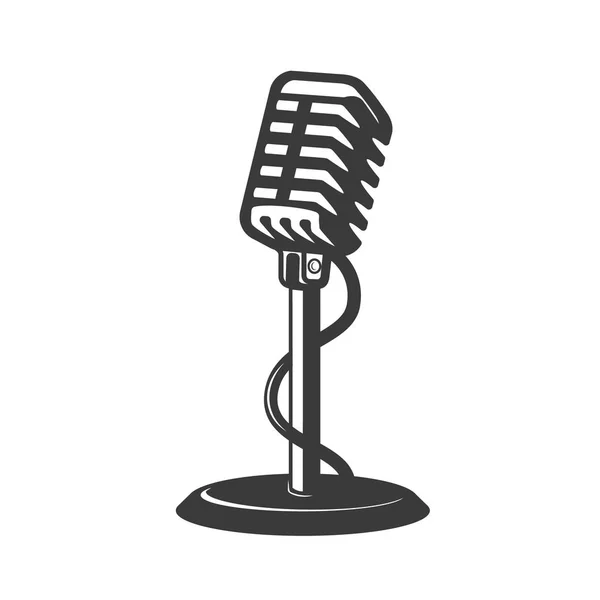Мікрофон Стилі Ретро Ізольований Білому Тлі Елемент Дизайну Значка Плаката — стоковий вектор