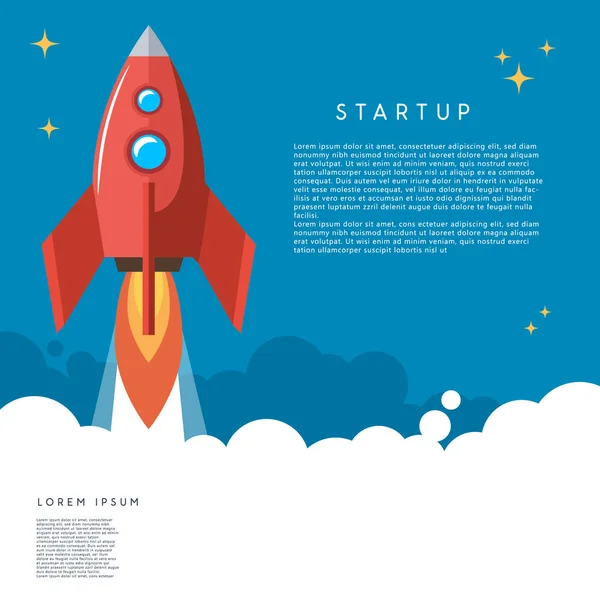 Startup Rocket Launch Illustration Cartoon Style Vector Image — Stock Vector