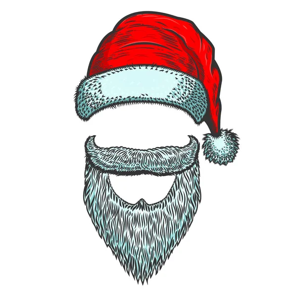 Шляпа Борода Санта Клауса Рождественская Тема Элемент Дизайна Украшения Плакат — стоковый вектор