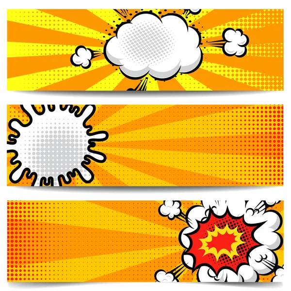 Conjunto Plantillas Banner Estilo Cómico Para Póster Impresión Tarjeta Banner — Vector de stock